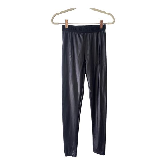 Versace Jeans Couture Logo Elastic Waist High Rise Shiny Leggings Black 38/ US 2 - Picture 4 of 13